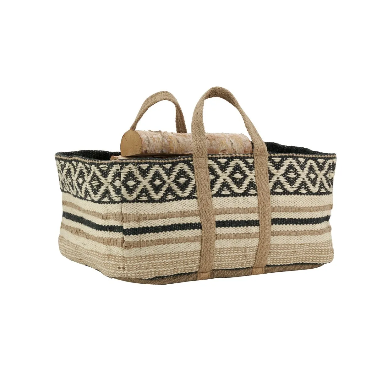 Aubry Gaspard Sac à bûches - Noir/Naturel