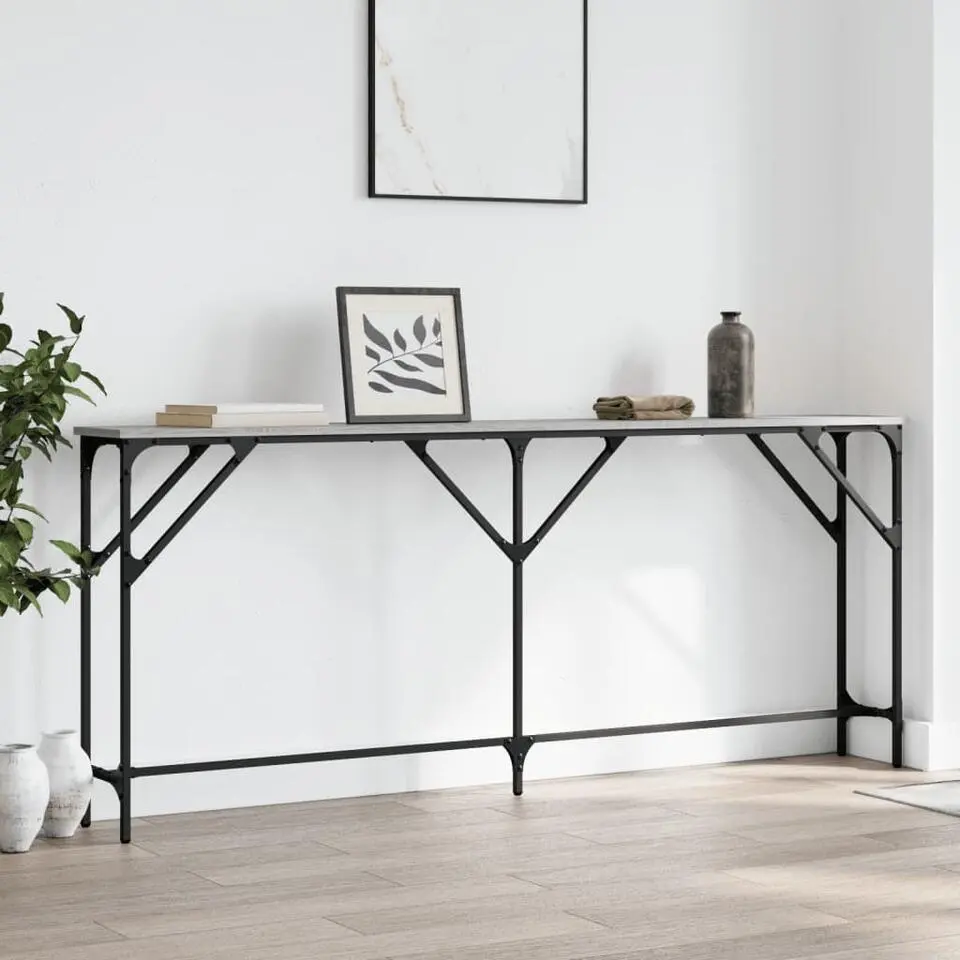 vidaXL - Consoletafel - Grijs sonoma eiken - Bewerkt hout - 180x23x75 cm
