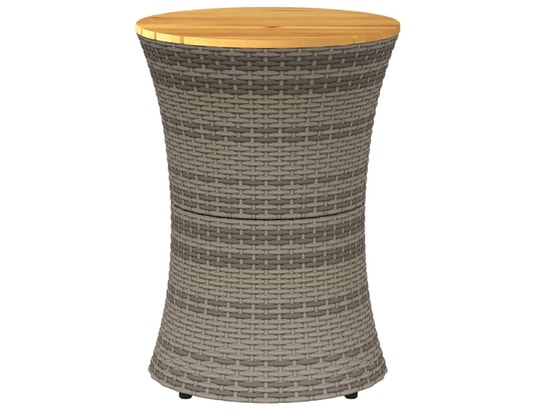 VIDAXL - Table d'appoint de jardin forme tambour gris rotin bois mass...