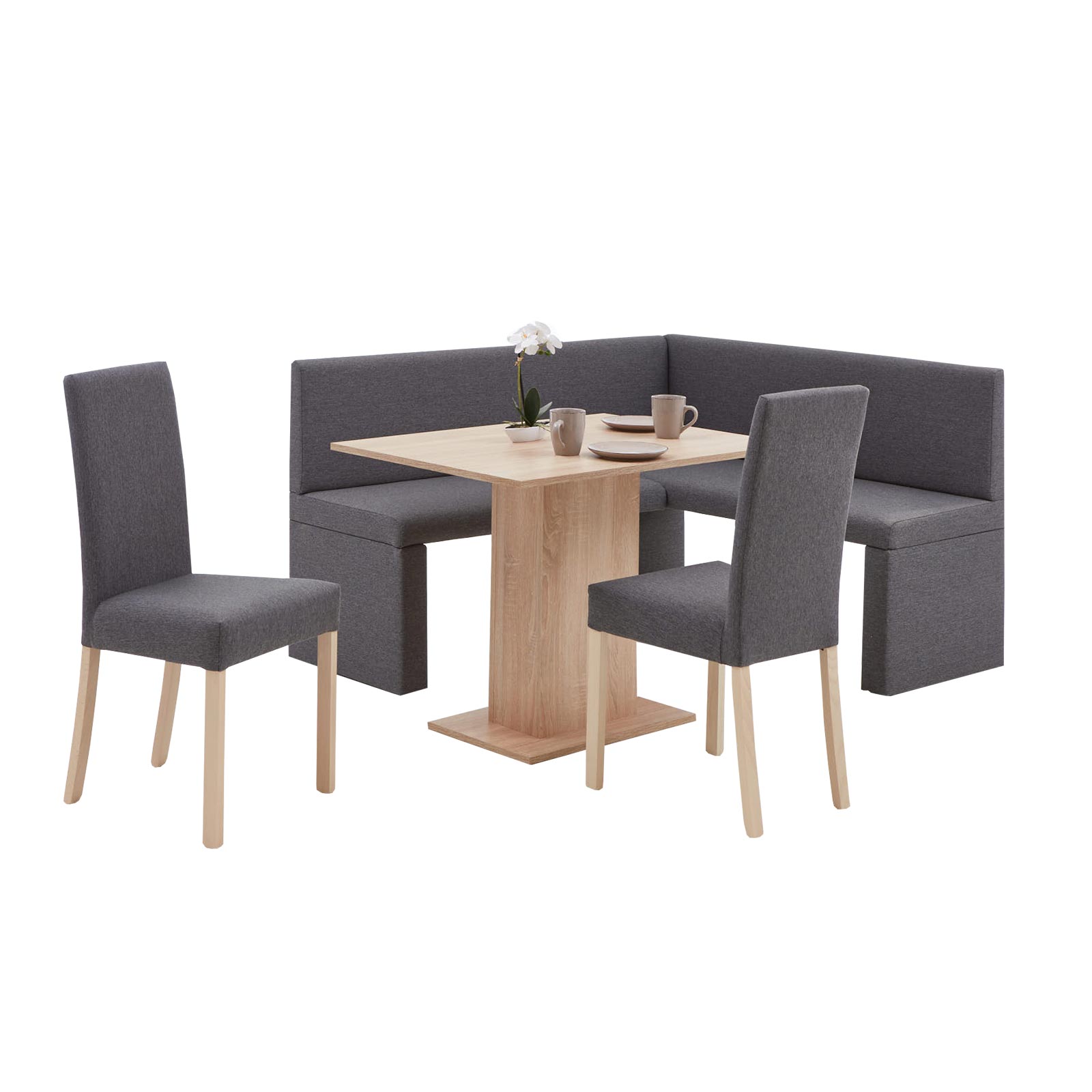 4-teilige Eckbankgruppe - graphit - Sonoma Eiche - 141x161 cm