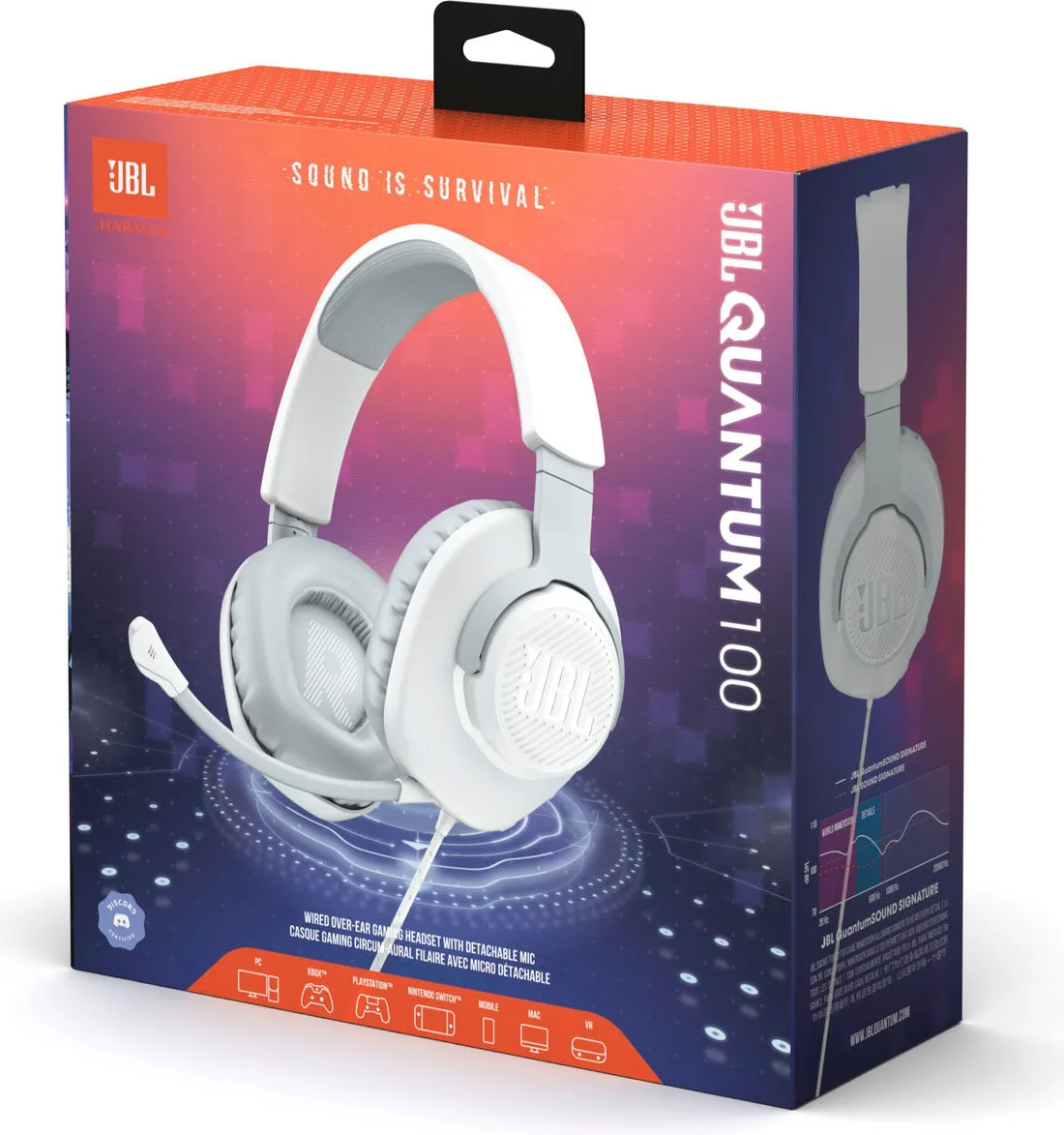 JBL Quantum 100 Blanc Casques gaming