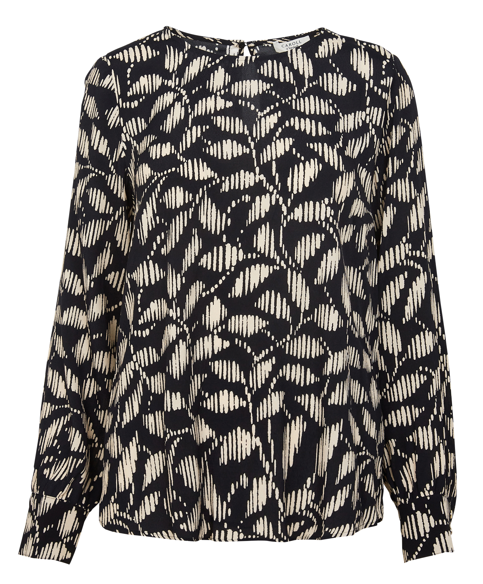 LENA - Blouse col rond droit imprimé | Noir