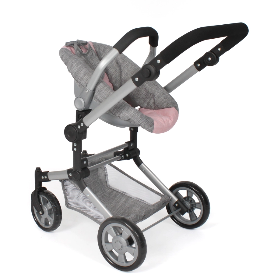 BAYER CHIC Kombi Puppenwagen LINUS melange grau rosa