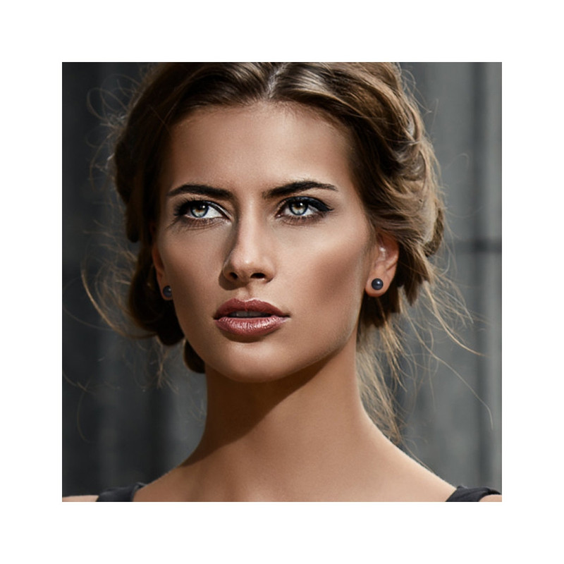 Boucles d'Oreilles Femme Perles de Culture d'eau douce Noires 10-11 mm et or jaune 750/1000