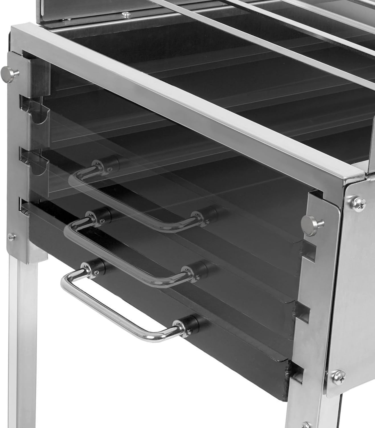 BBQ-Toro Stand Holzkohlegrill mit elektrischem Spiessdreher | Edelstahl Grill mit Drehspiess Gestell 11 Spiessen und Motor | mit Netzstecker und USB | Mangal Schaschlik | Grillspiess Drehspiess