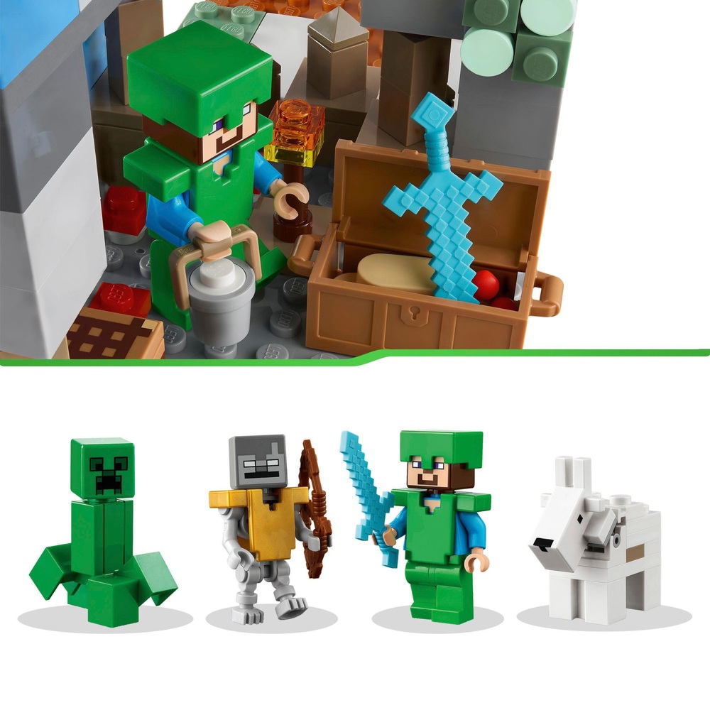 LEGO Minecraft 21243 Das Set „Die gefrorenen Gipfel“