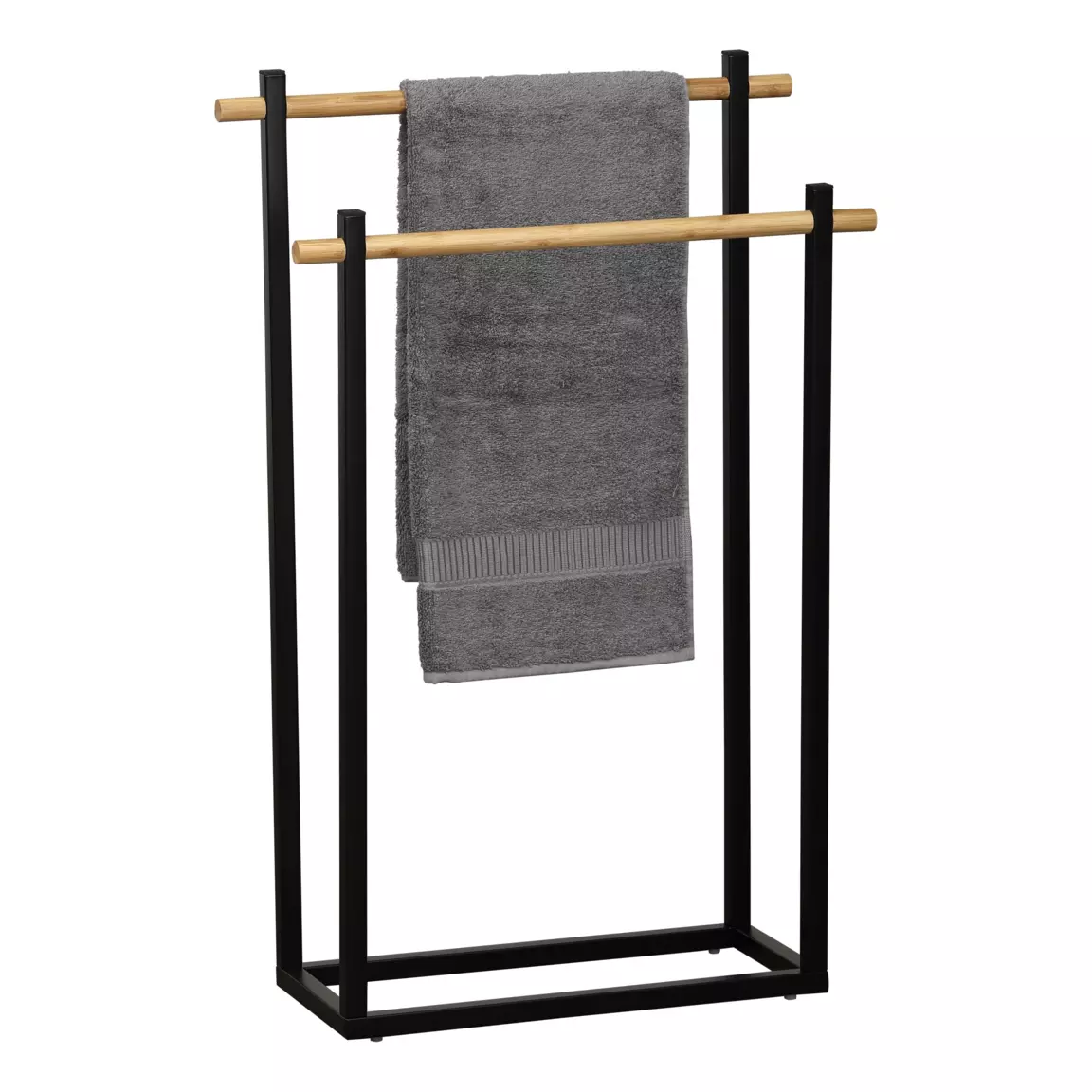 Porte serviette à poser 2 barres (H82 cm) Bambou Noir