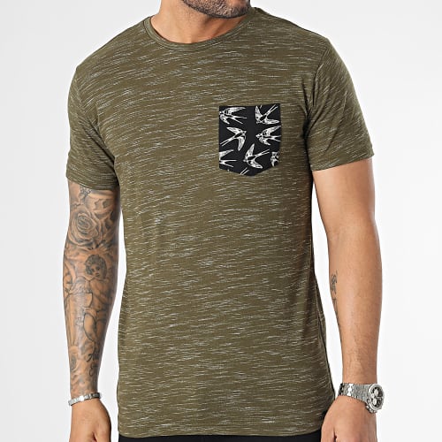 Tee Shirt Poche Blaine 40-042 Vert Kaki Chiné