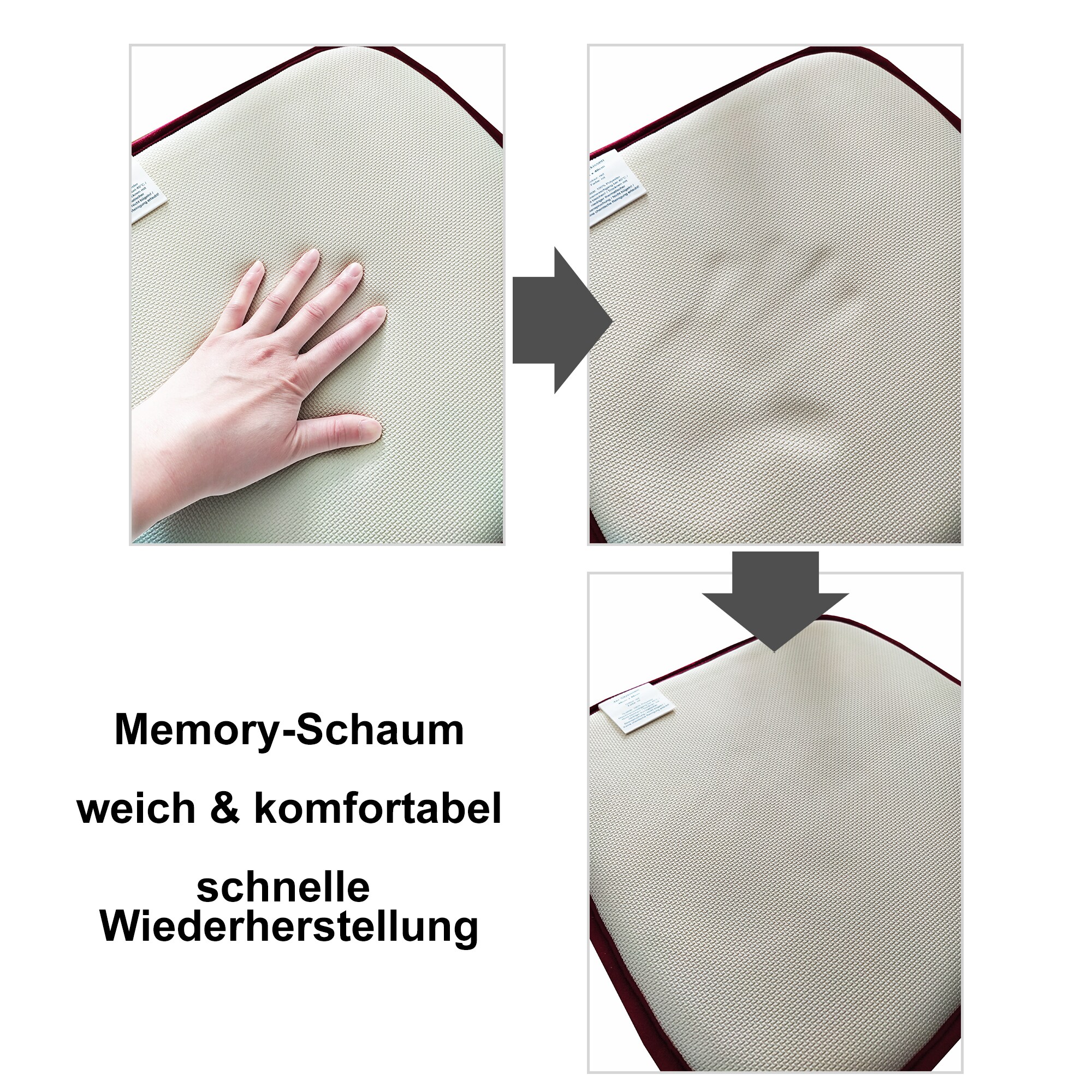 Komfortable & praktische Gel-Kissen 40x40 - Stuhlkissen mit modernem Memory-Schaumstoff - gepolsterte Sitzkissen Out- und Indoor GartenkissenStuhlauflage rutschfest