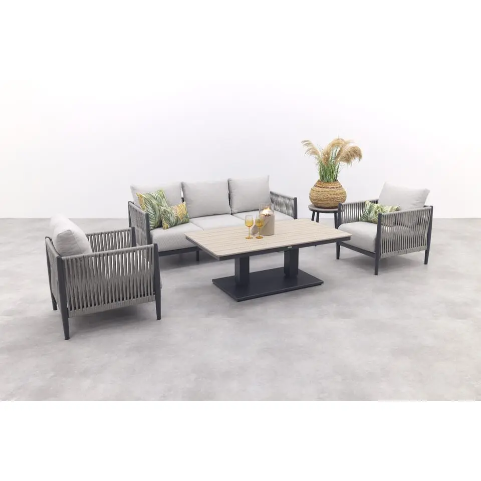 GI Diamo/Cyprus verstelbare stoel/bank lounge-diningset - Carbon Black/Zand