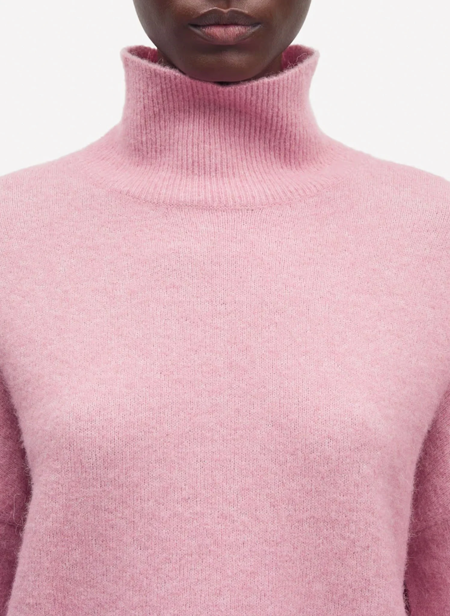 NOLA - Pull col montant en alpaga et laine mérinos mélangés| Rose