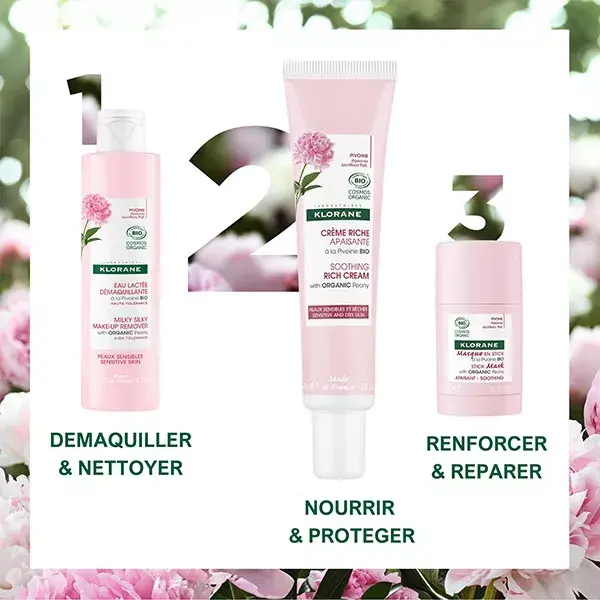 Klorane Routine Visage Apaisante Peaux Sensibles à la Pivoine Bio