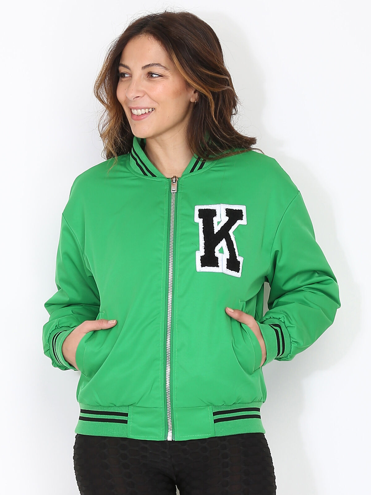 Bomber style universitaire- Vert