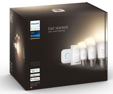 Philips Hue - Starterkit - Warmwit Licht - 3 Lampen - E27 - 1100lm - 1 Dimmer Switch