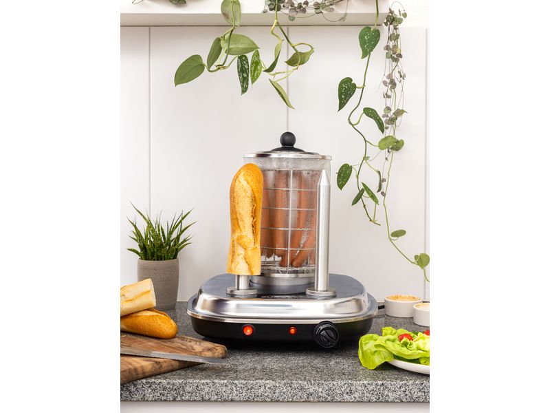 FURBER Hot Dog Maschine Big John 420 W Partygerät zum Kochen von Brühwürsten und Warmhalten der passenden Brötchen