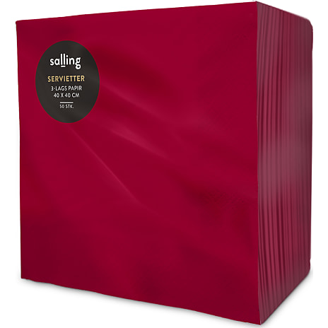 Salling ensfarvede servietter 40x40 cm 50-pak - Rød