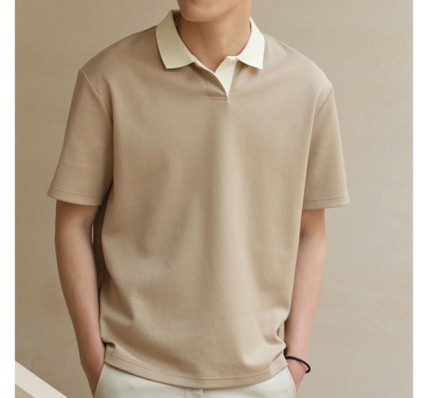 Nightbell - T-shirt met korte mouwen, kraag en contrasterende rand