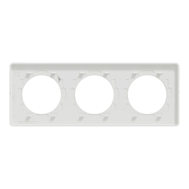Plaque de finition triple Schneider Electric Odace Touch aluminium martelé blanc