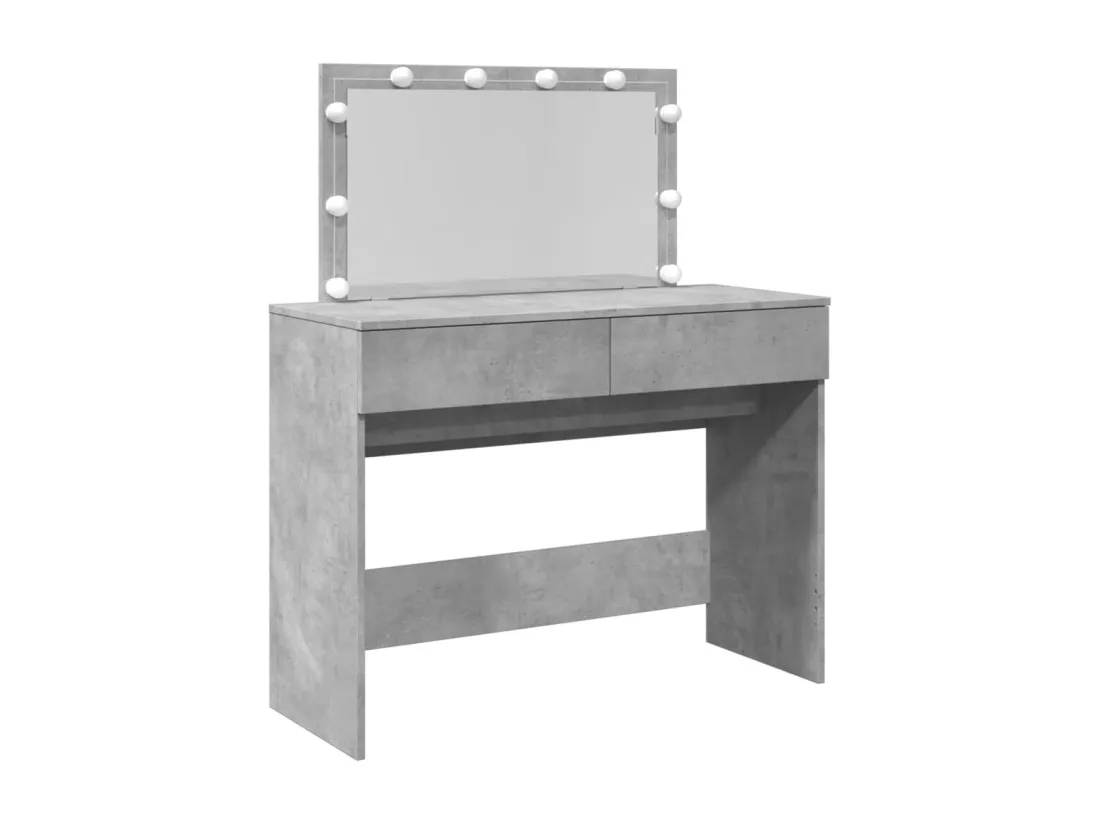 Coiffeuse avec LED gris béton 100x40x120 cm