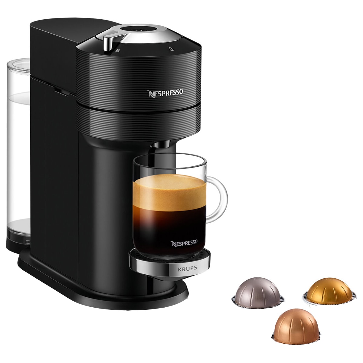 NESPRESSO® Vertuo Next kaffemaskin fra Krups, Klassisk Sort