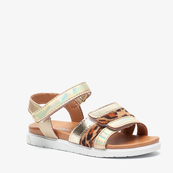 Blue Box meisjes sandalen goud met luipaardprint