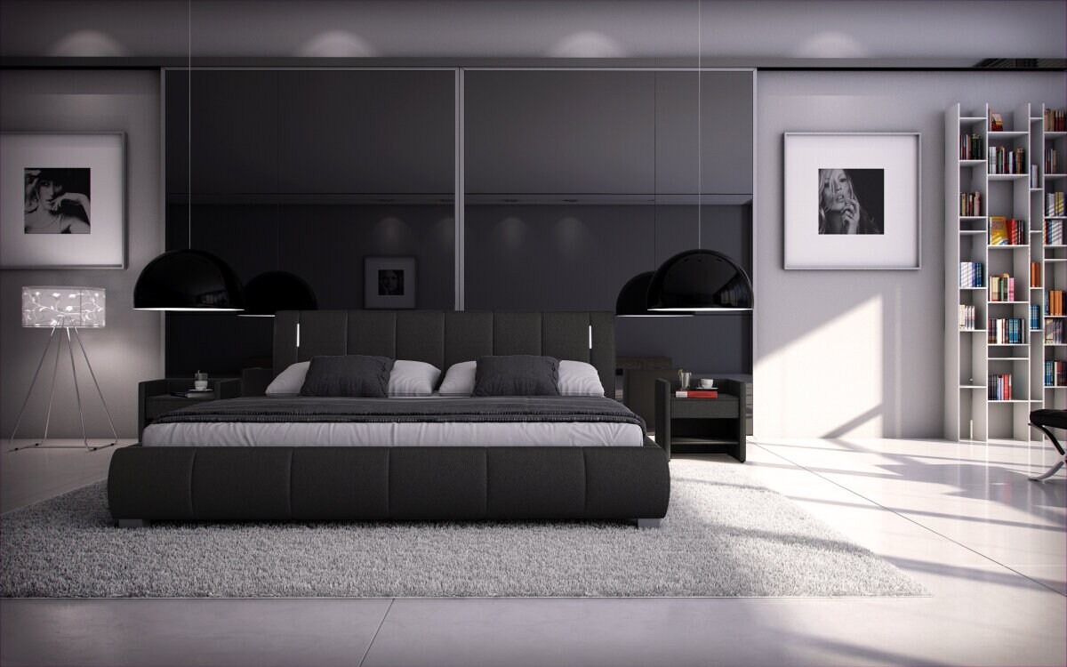 Sedex Bett Luna 140x200cm schwarz mit LED Beleuchtung