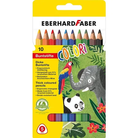 Eberhard Faber Hexagonal-Buntstifte, dick, 10er Kartonetui