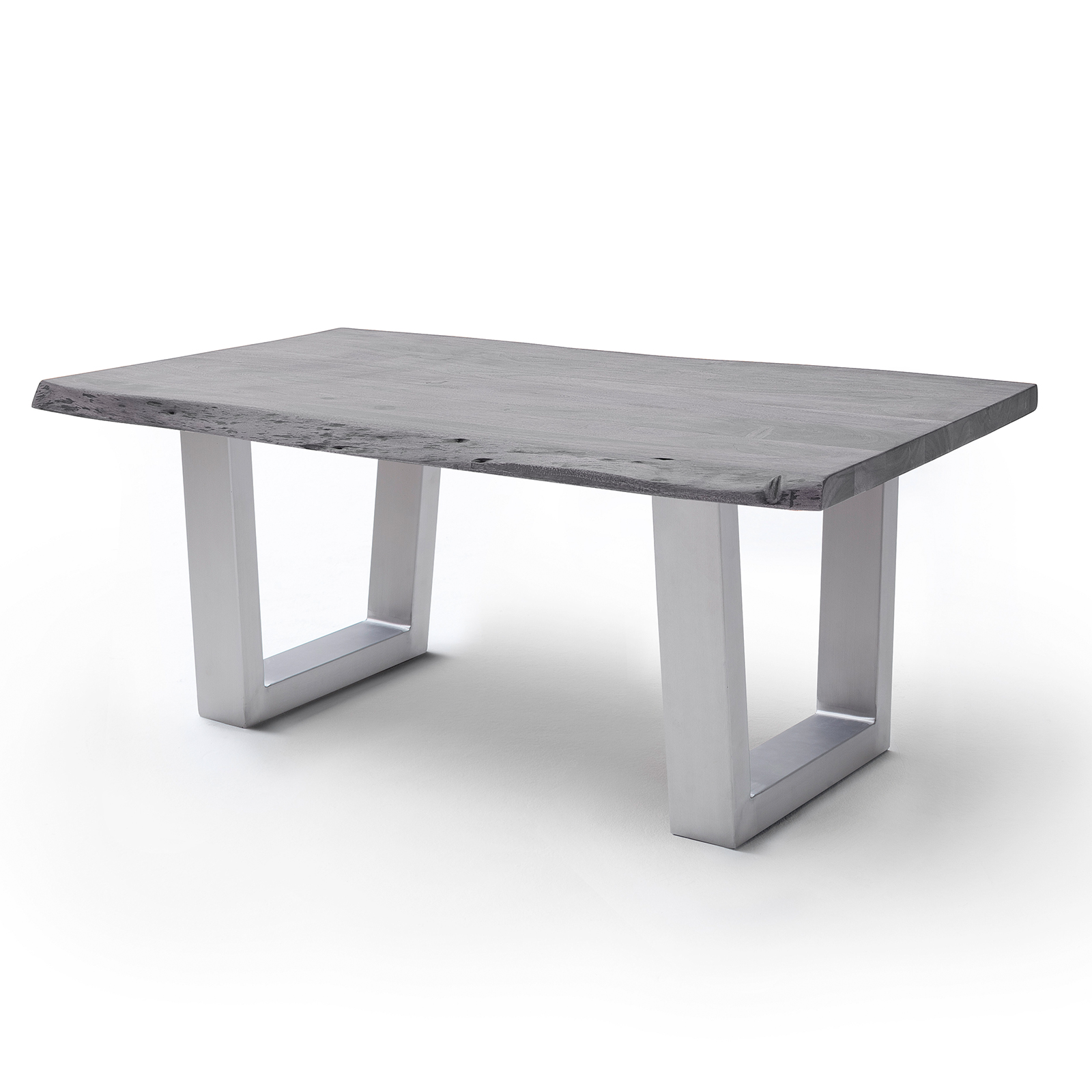 Couchtisch CARTAGENA - Akazie grau-Edelstahl - Trapez-Gestell - 110x70 cm