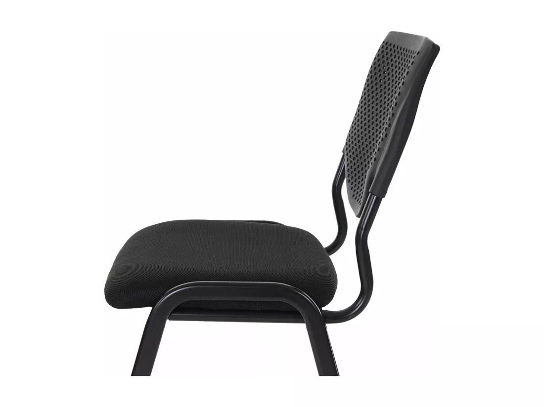 Chaise visiteur H401 Empilable (lot de 4), siège noir, pieds noirs