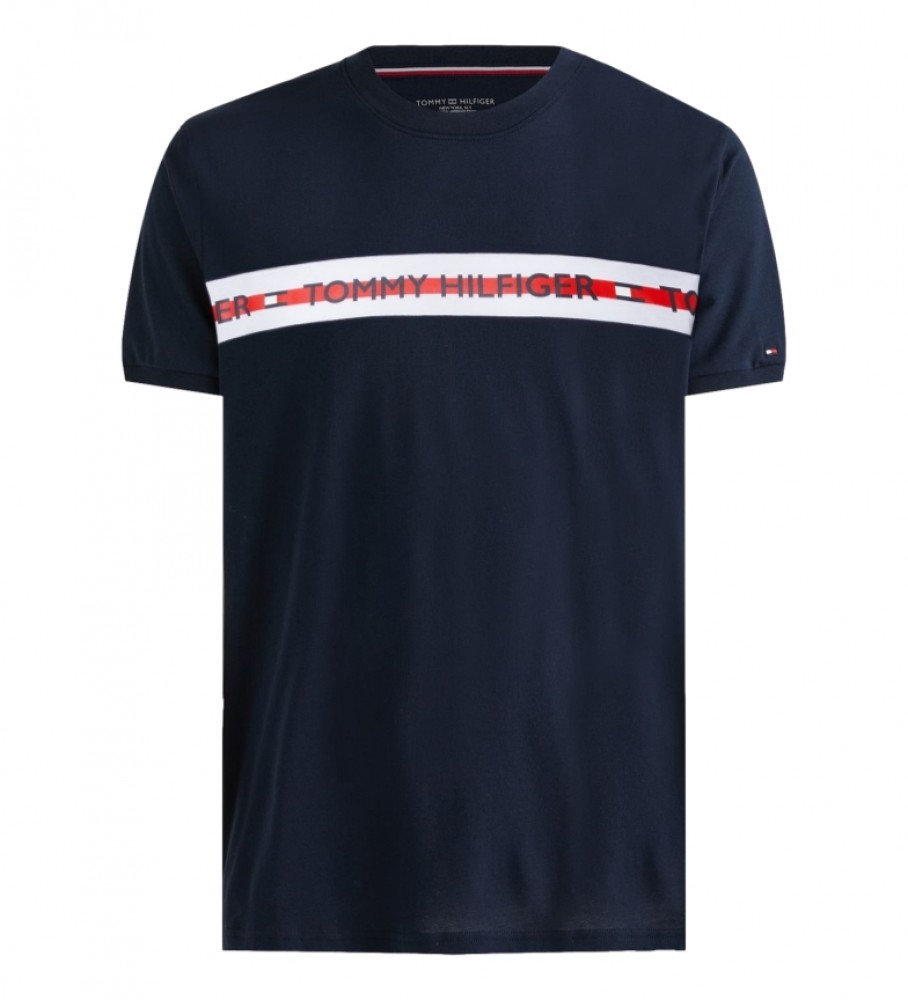 Camiseta Tommy Hilfiger de manga curta com logo CN azul marinho