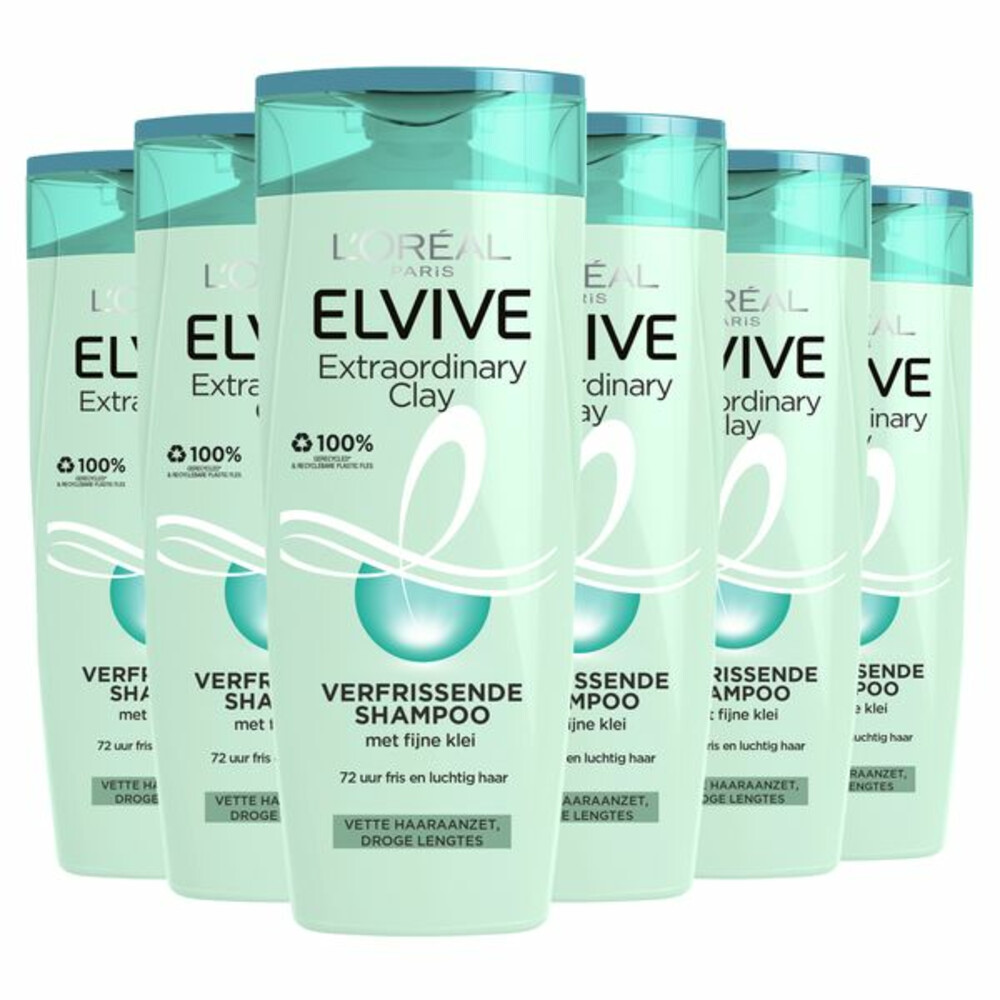 6x L'Oréal Elvive Extraordinary Clay Shampoo250 ml