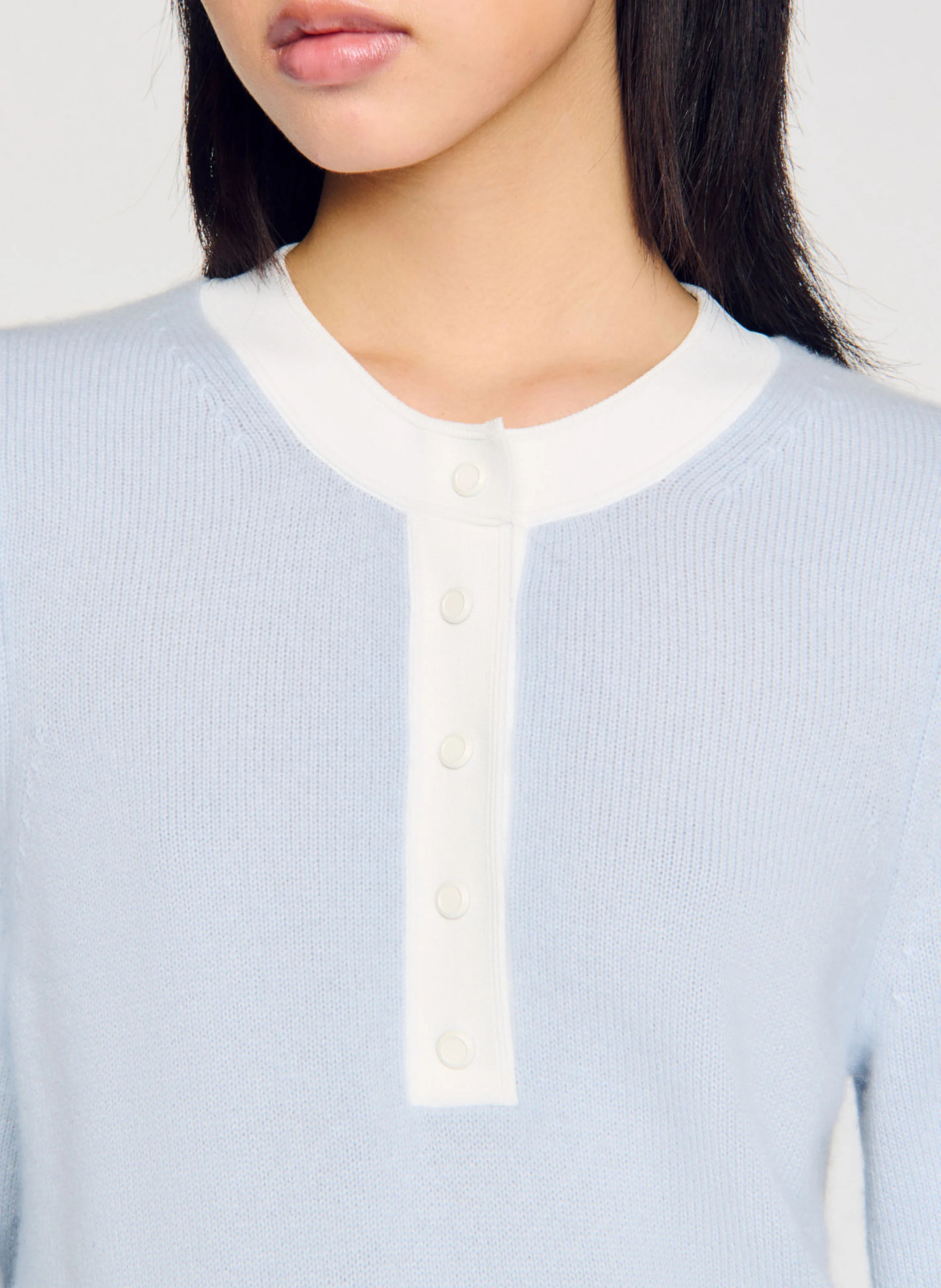 Pull bicolore en laine et cachemire | Bleu