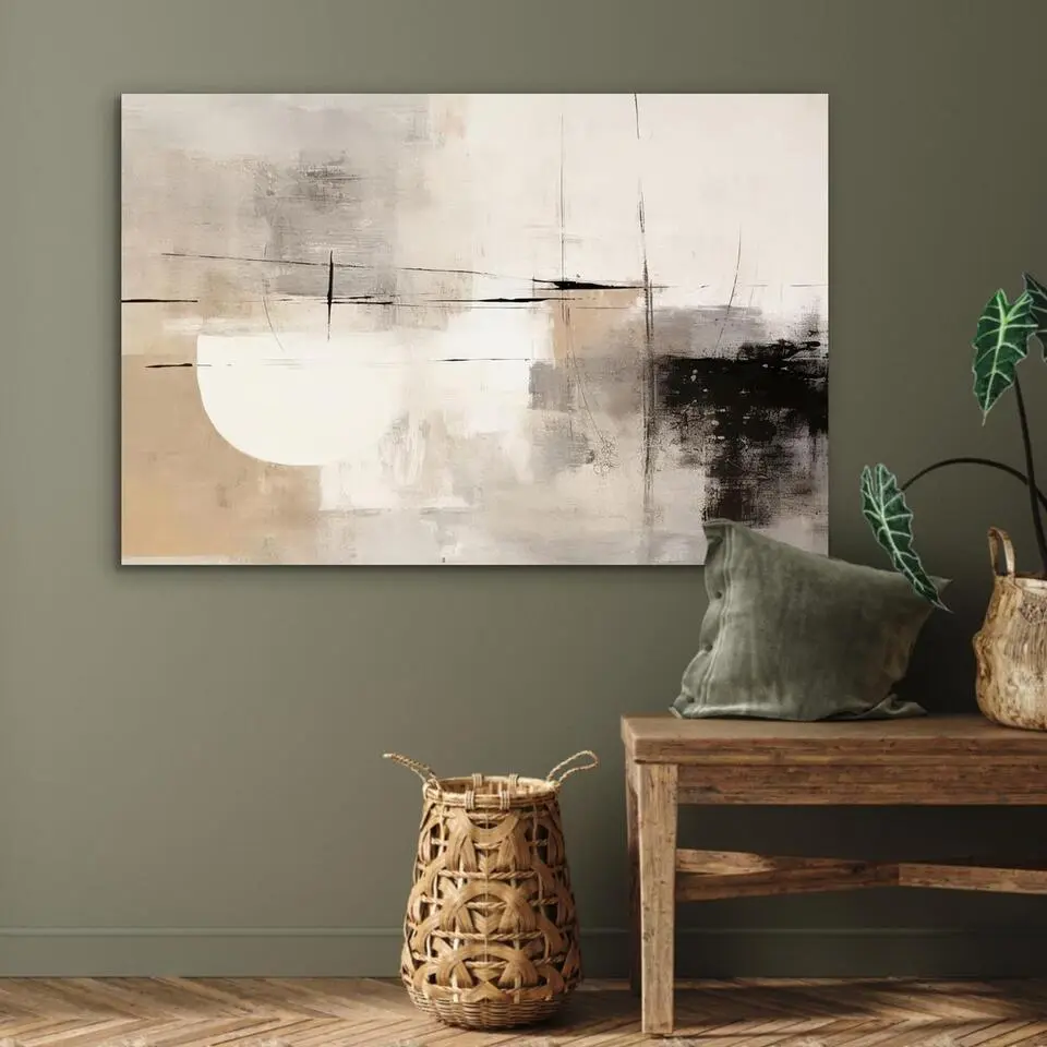 MuchoWow Aluminium Schilderij 120x80cm Abstract Kunst Grijs