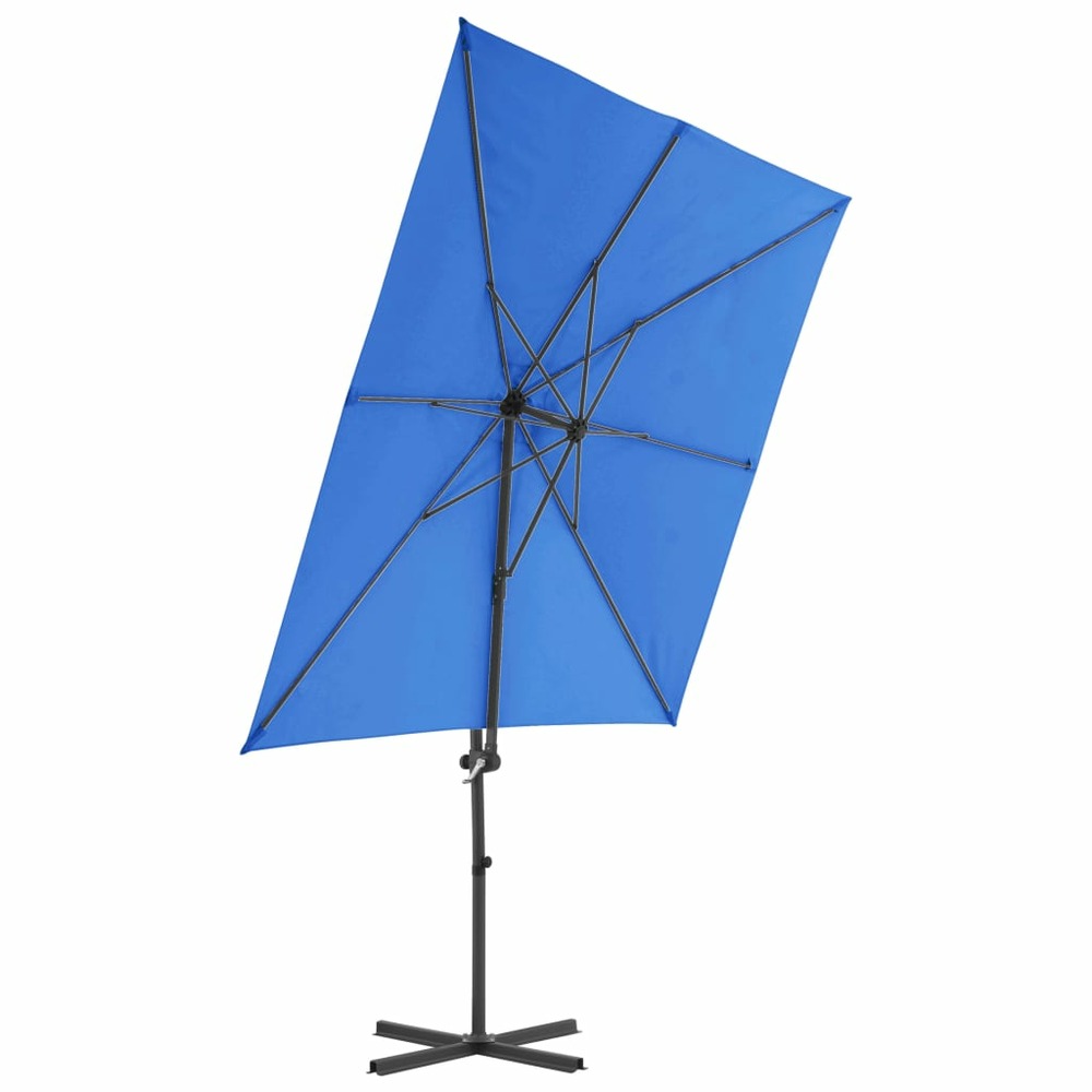 Parasol déporté avec mât en acier 250 x 250 cm bleu azuré