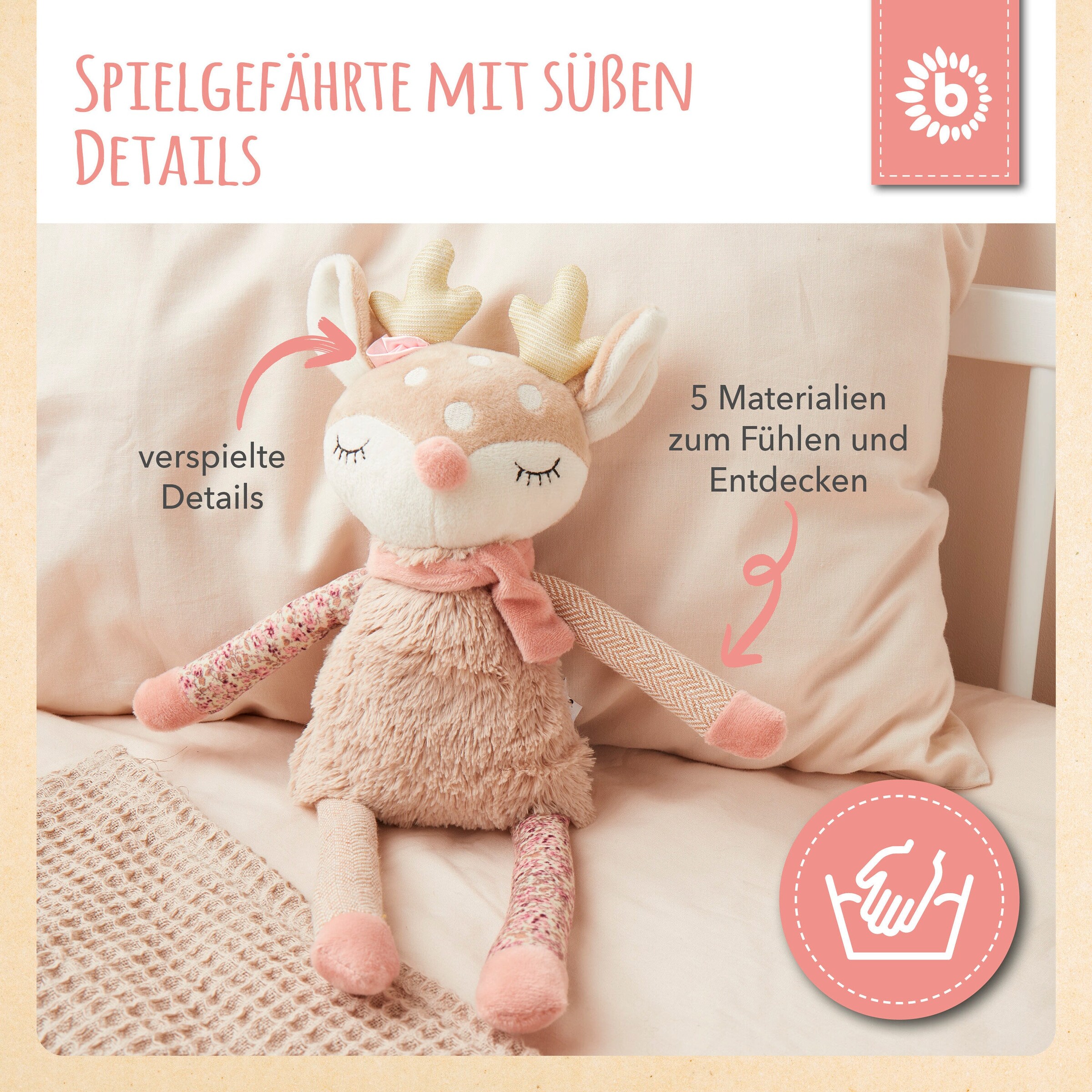Bieco Kuscheltier Großes Reh - ab Geburt Beige
