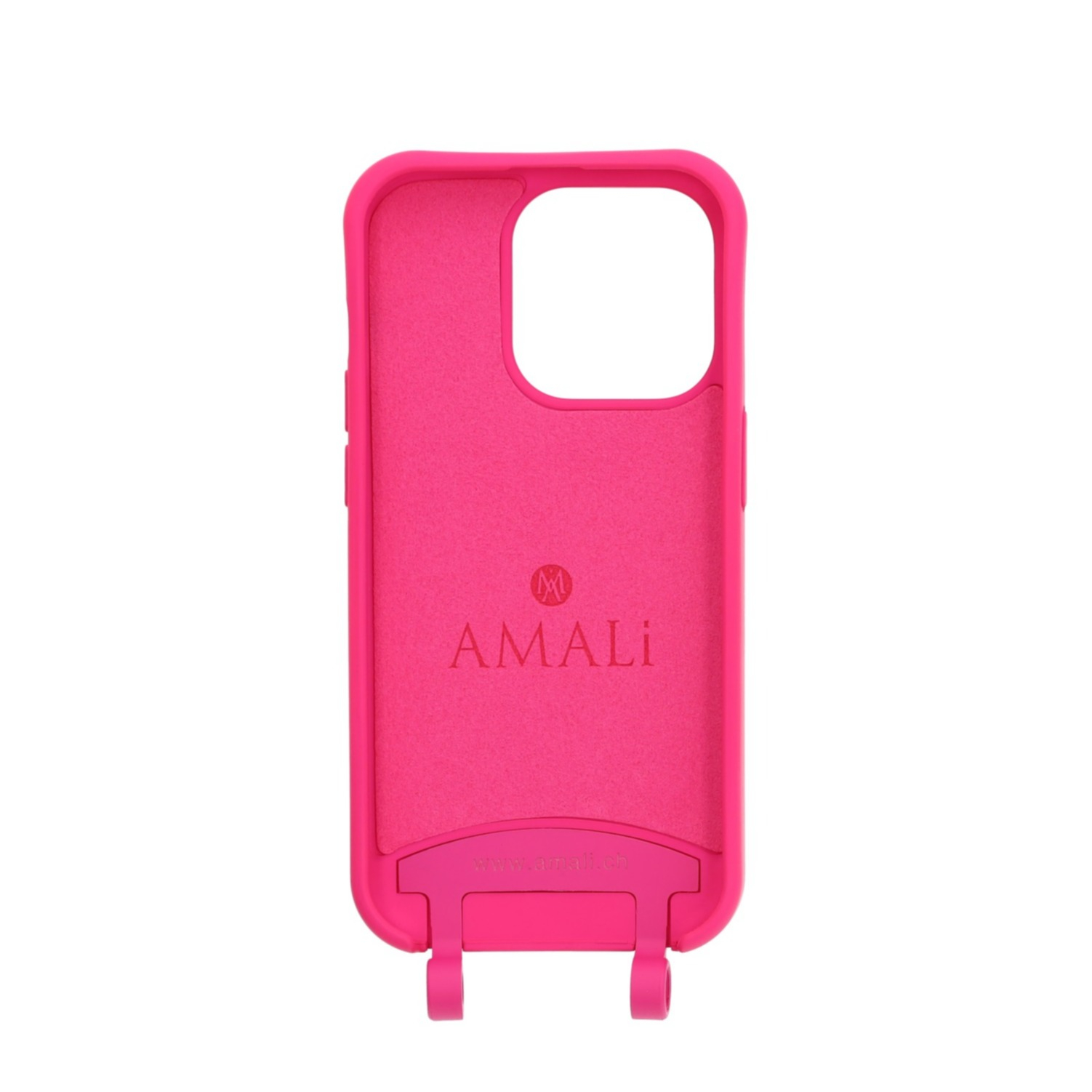iPhone 16 Pro Handy Hülle Elegantes Case mit abnehmbarem Necklace Adapter - Hot Pink / Gold