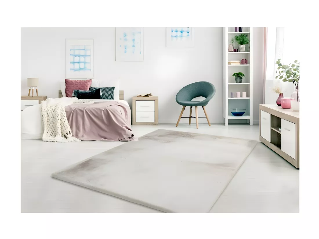 Tapis 150x80cm, design H008N coloris beige - Confort et élégance pour votre intérieur