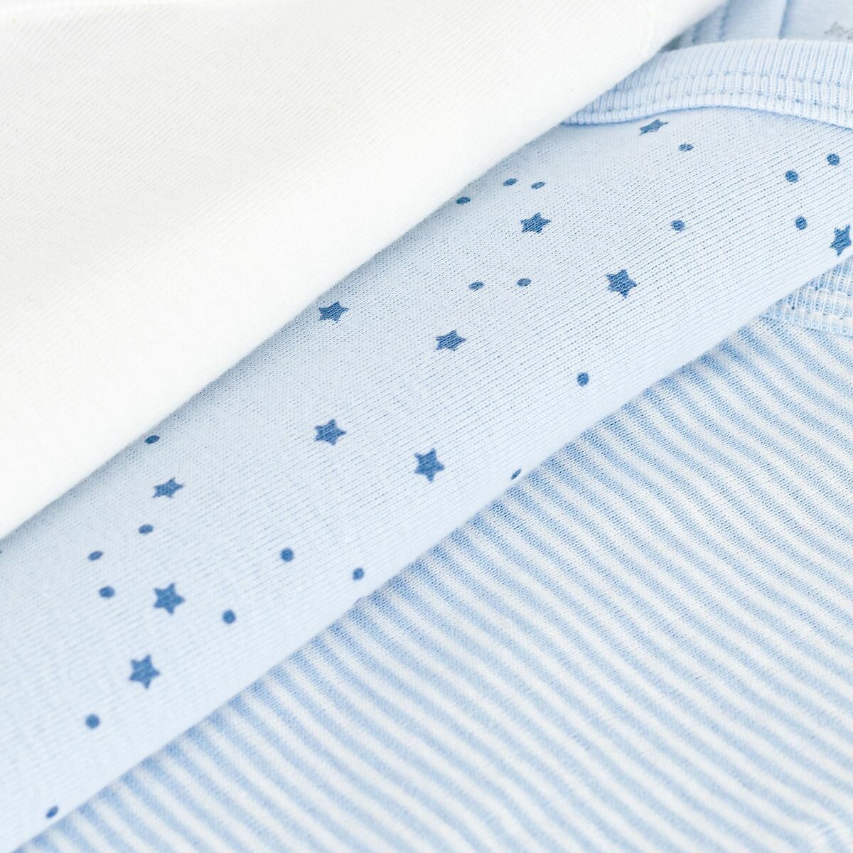 PETIT BATEAU<br>Conjunto de 3 macacões de manga comprida com decote transpassado