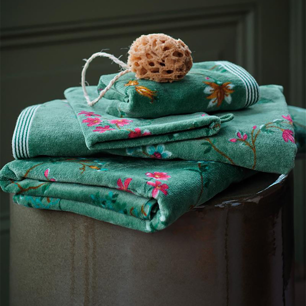 Pip Studio Les Fleurs Badhanddoek 70 x 140 cm - Groen
