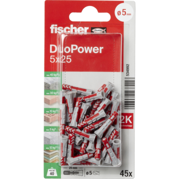 Fischer Universeelplug DuoPower 5x25mm 45 stuks