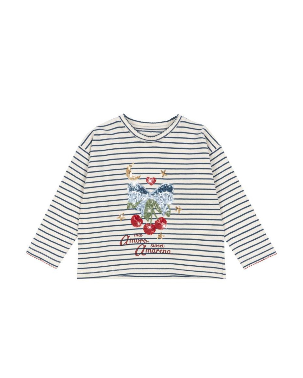 Bluse med Print & Glitter Paljetter – 100% Øko Bomull | Lin LS Tee