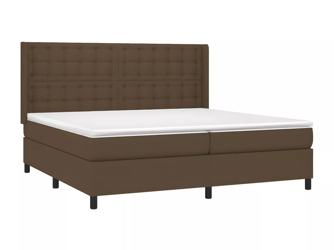 Sommier tapissier matelas et LED Marron foncé 200x200 cm Tissu