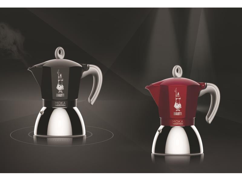 Bialetti Espressokocher New Moka Induktion 2 Tassen, Rot Italienische Espressokanne – ein Design-Klassiker