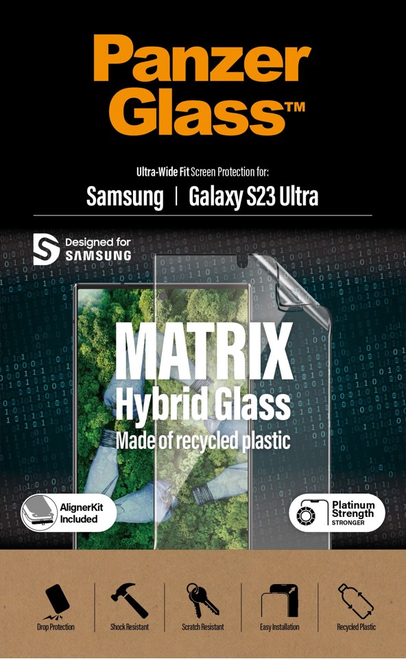 PanzerGlass™ - MATRIX Skærmbeskyttelse Samsung Galaxy S23 Ultra - Ultra-Wide Fit m. AlignerKitp