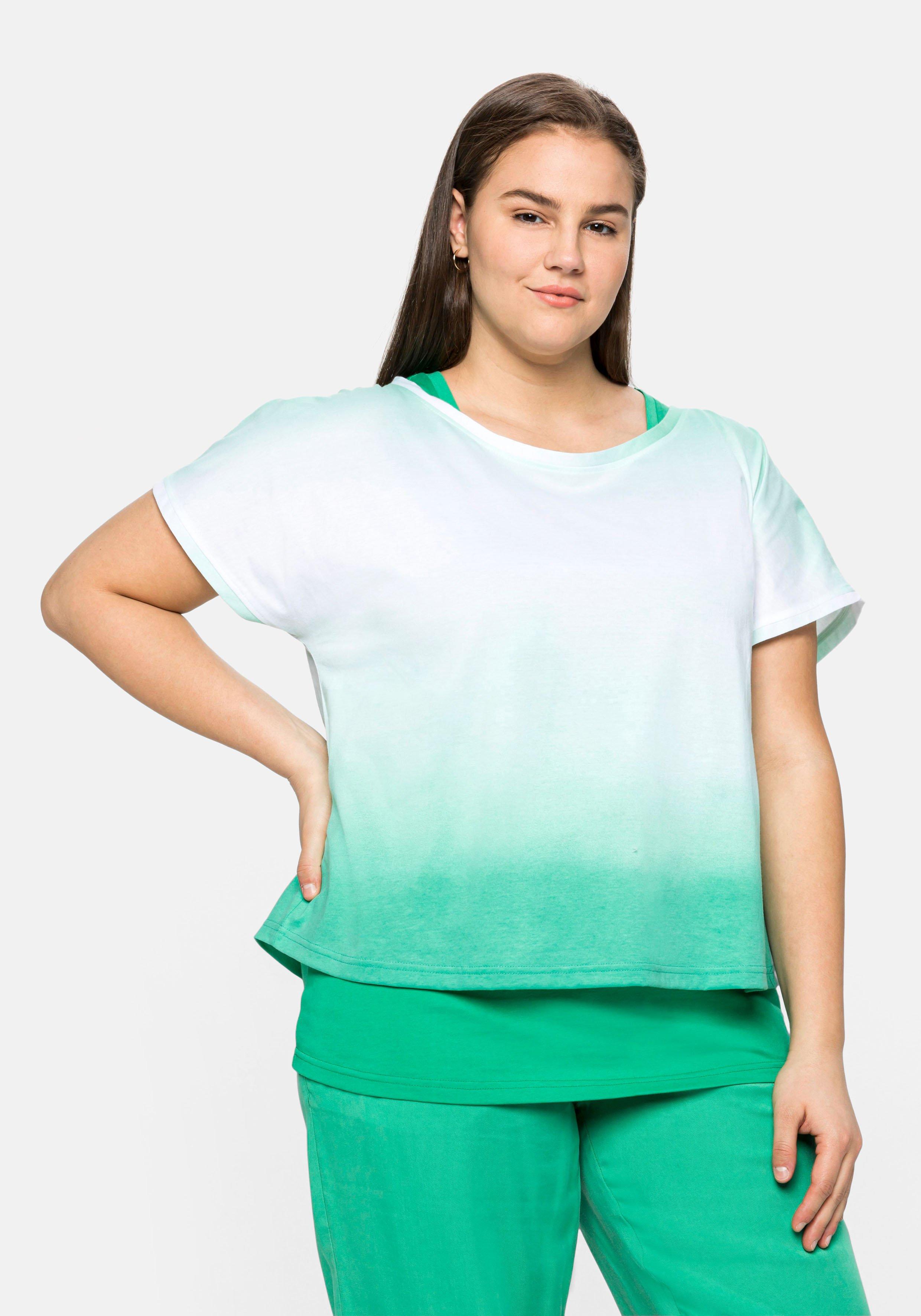Set aus T-Shirt und Top, in gebatikter Optik