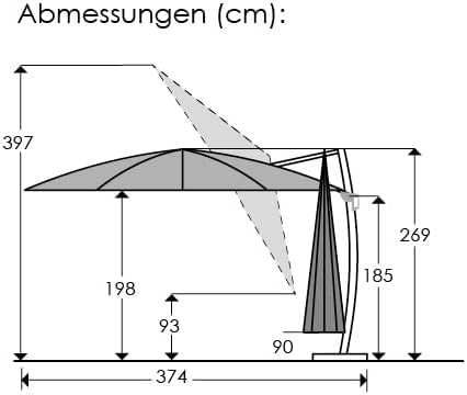Schneider Sonnenschirm Rhodos Rondo, sand, 350 cm rund, 792-16, Gestell Aluminium, Bespannung Polyester, 22.4 kg