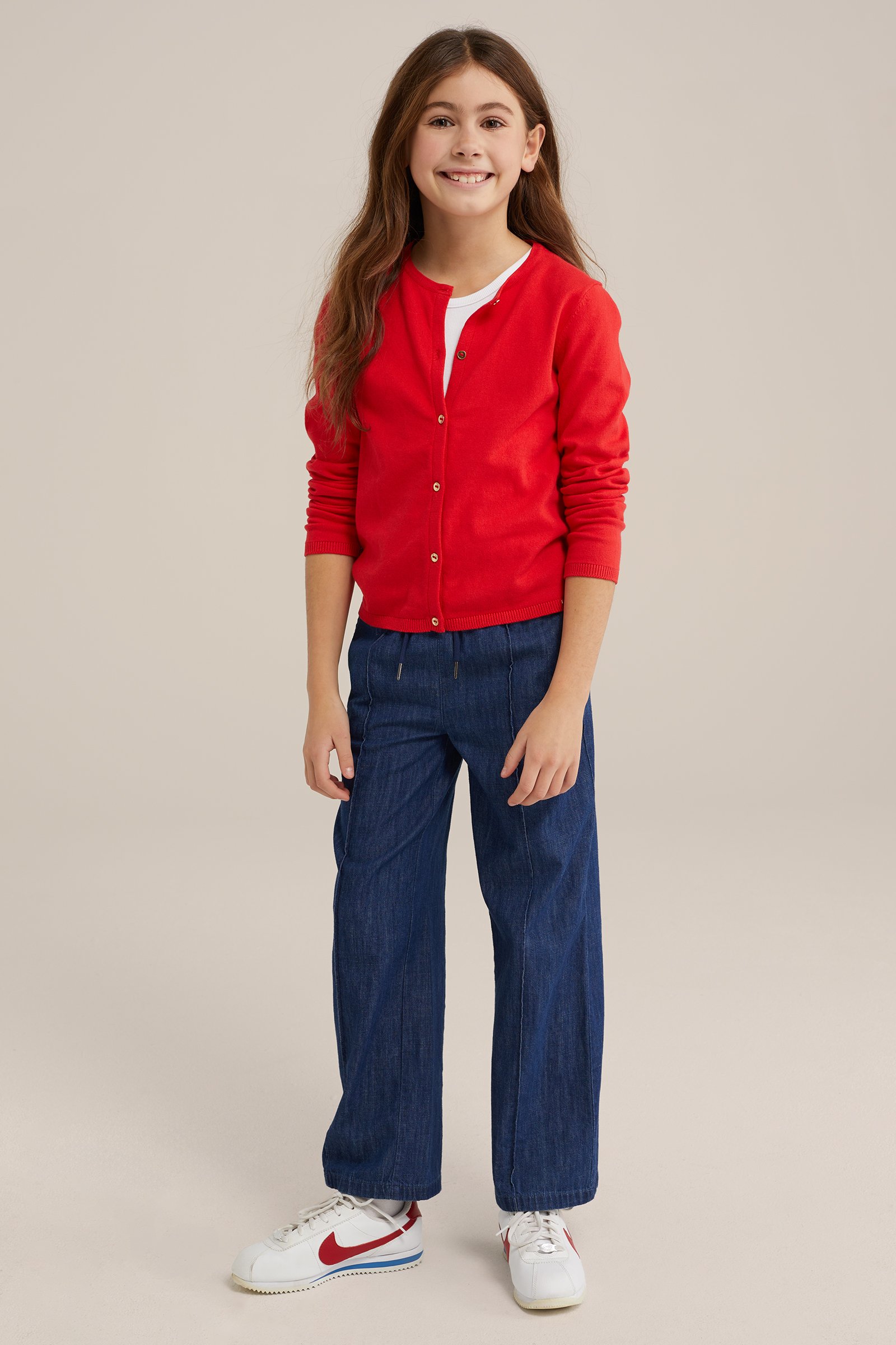 Meisjes gebreide vest WE Fashion Vuurrood
