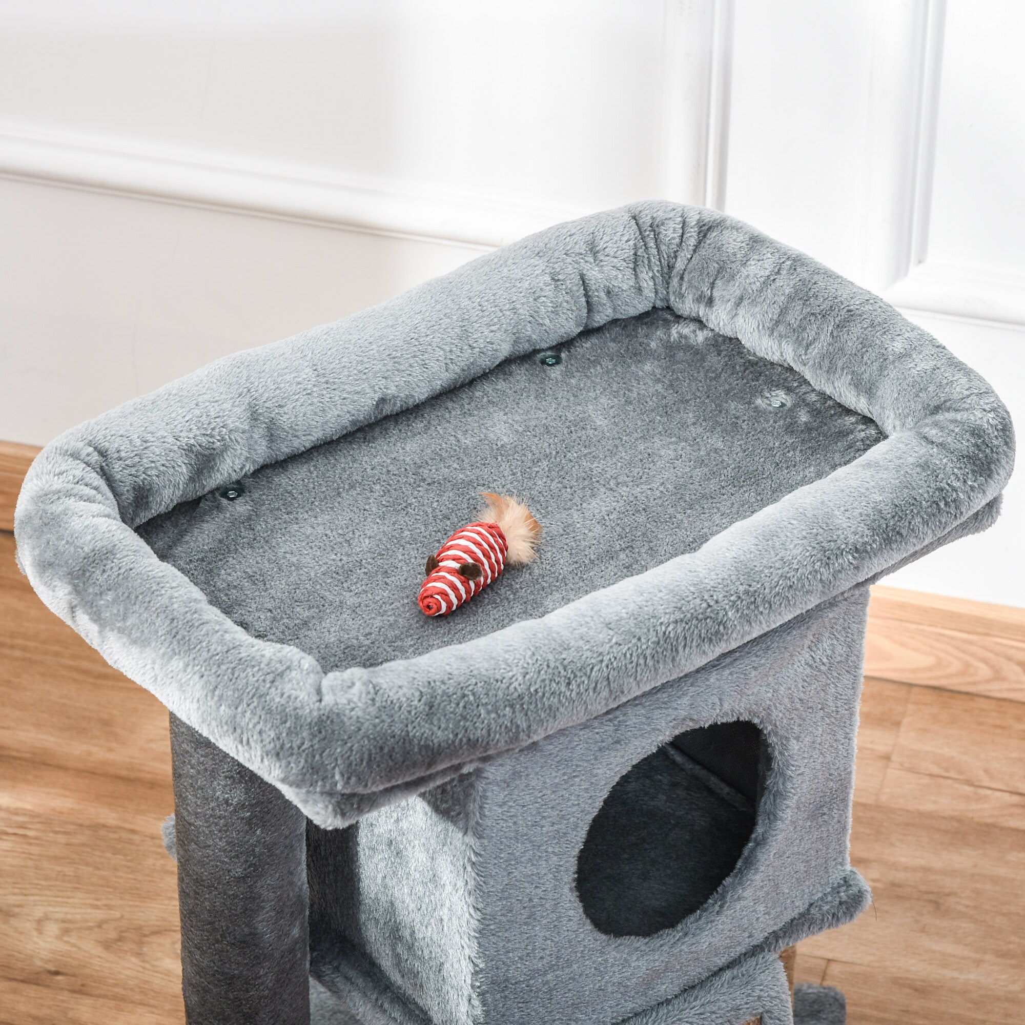 PawHut Katzenbaum mit Kratzbrett, Spielball und Häuschen 40 x 40 x 57 (BxTxH)