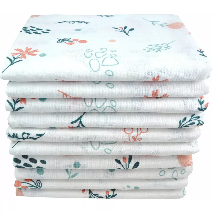M.M.C. Mullwindel 10 PACK Natur Motive 80x70 cm Mulltücher 10 Blumen