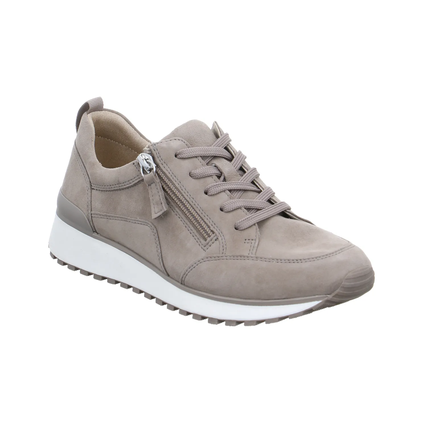 CAPRICE Comfort-Schnürer Taupe Leder  mit Wechselfussbett